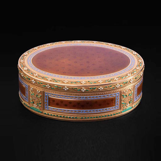 独角鹿西洋古董摆件欧洲珐琅装饰黄金花枝雕饰圆形首饰盒珍宝盒 商品图0