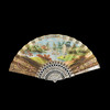 独角鹿西洋古董欧洲乡野美景手绘扇面描金镂雕母贝扇骨折扇   商品缩略图0