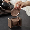 初心| 实木茶杯垫套装6个+收纳架黑胡桃木 商品缩略图1