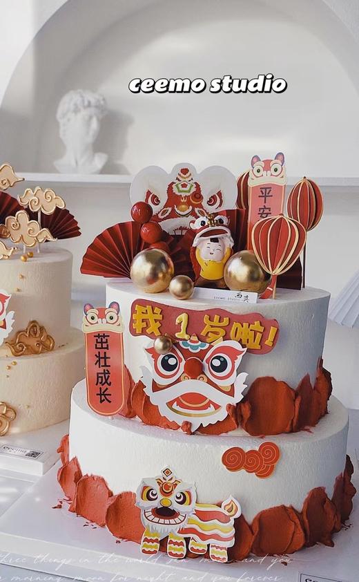 中式舞狮周岁蛋糕 商品图3
