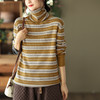 ZM-4652 复古条纹针织上衣加长袖显瘦套头内搭时尚毛衣打底衫 商品缩略图2