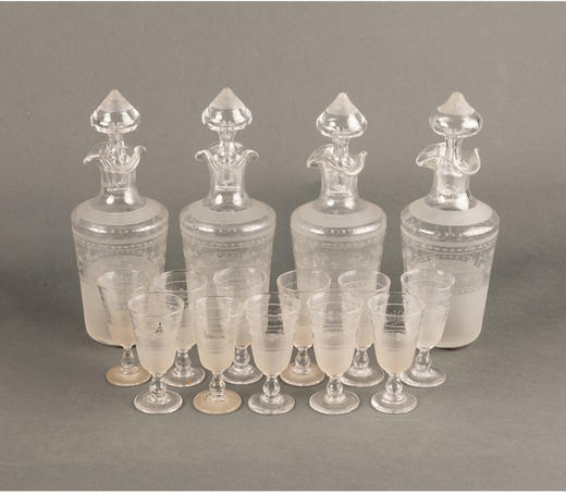 独角鹿西洋古董巴卡拉路易十六风东方竹节铜鎏金饰手工水晶烈酒箱 商品图2