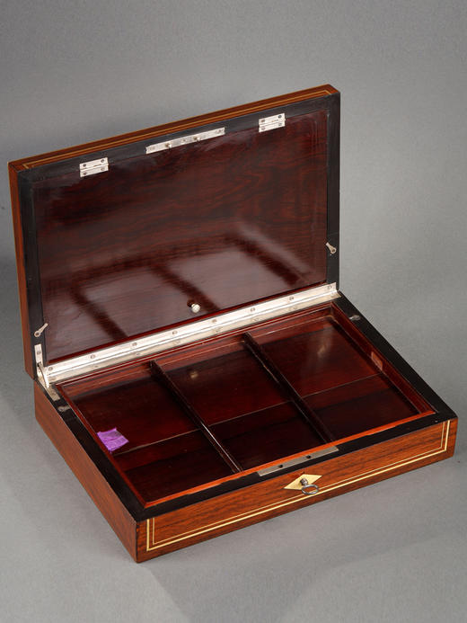 独角鹿西洋古董拿破仑三世乐谱画具母贝金属镶嵌木质珍宝盒文具盒 商品图2