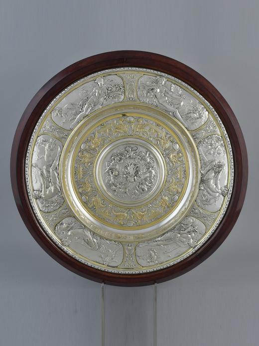 独角鹿西洋古董英国工坊法国艺术家设计镀金银文艺复兴风圆盾一对 商品图3