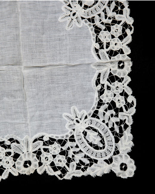 独角鹿西洋古董19世纪末比利时出品花卉主题棒槌蕾丝工艺蕾丝方巾 商品图3