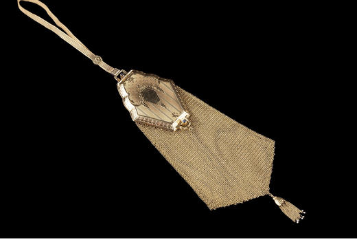 独角鹿西洋古董美国14K金雕花三色金锁子甲编织手挽零钱包晚宴包 商品图4