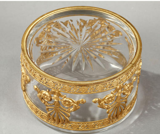 独角鹿西洋古董法国巴卡拉帝政风格铜鎏金水晶盒首饰盒家居摆件 商品图1