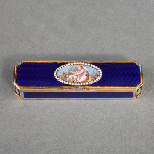 独角鹿西洋古董珍宝盒首饰盒18K金镶天然珍珠彩色珐琅手绘细密画 商品图0