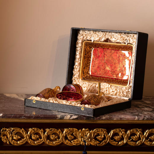 独角鹿西洋古董摆件法国巴卡拉水晶鎏金盘子罐子香水瓶套装礼盒 商品图1