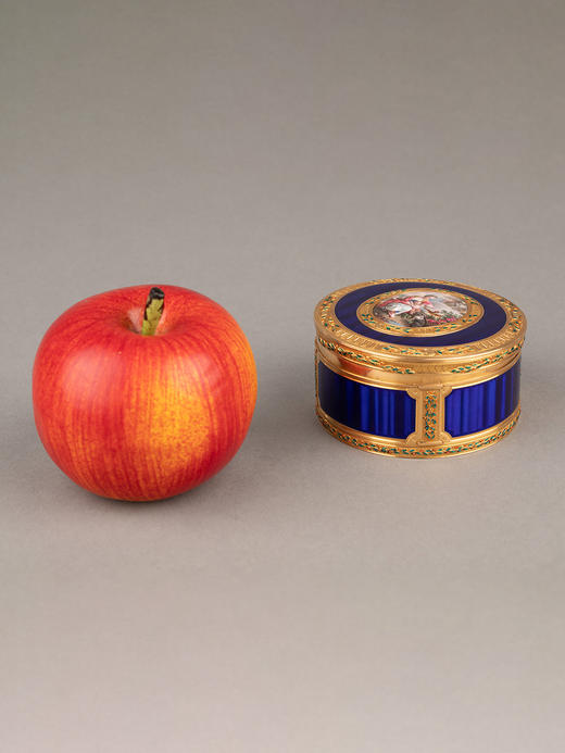 独角鹿西洋古董黄金镶嵌手绘细密画深蓝色玑镂珐琅珍宝盒首饰盒 商品图1