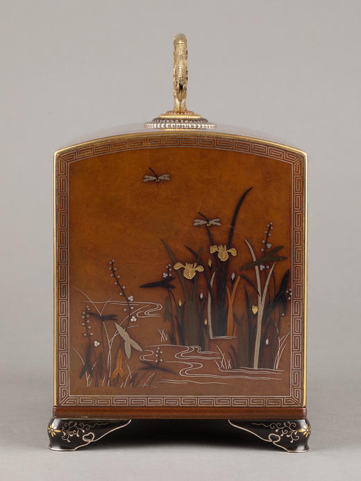 独角鹿西洋古董野川社工坊纯银底座祥瑞花鸟青铜鎏金箪笥首饰盒 商品图4