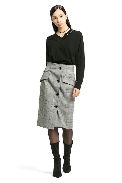 LILY 复古格子排扣包臀裙 354 商品图1