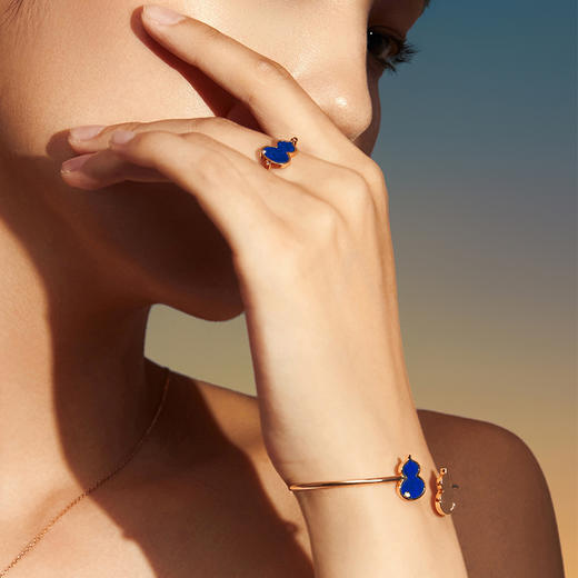 ［东方幸趣］18K玫瑰金青金石镶钻手镯#岱川 商品图2