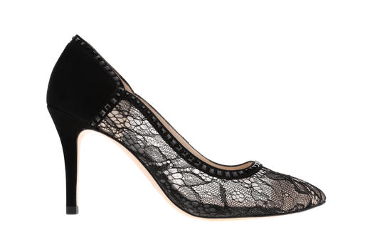 sheme  女士蕾丝水晶高跟鞋  黑色 商品图0