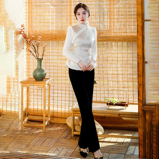 冬款新款，加厚织锦缎夹棉马甲旗袍年轻气质两件套装GSJ-141 商品图1