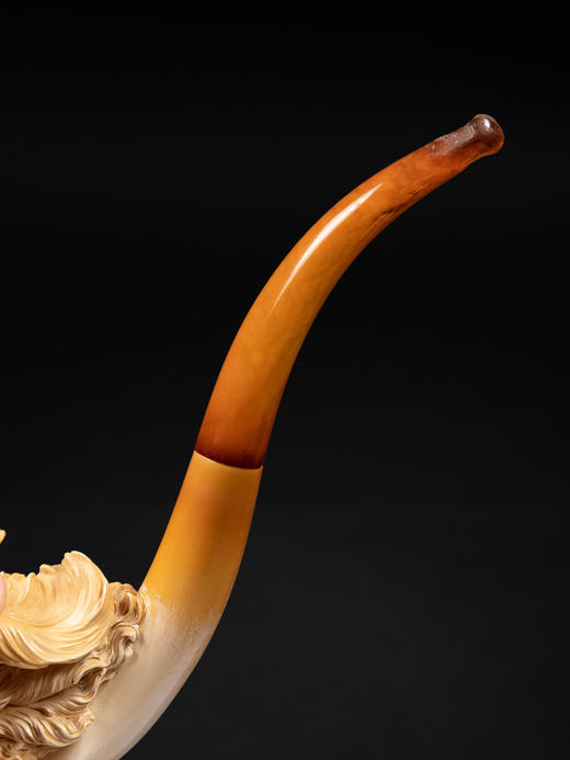 独角鹿西洋古董Ludwig Hartmann&Eidam海泡石羽毛帽绅士琥珀烟斗 商品图3