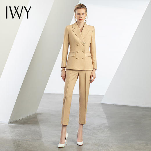【新品预售】IWY/秋冬新款米色职业装西装套装女高端商务职业西服正装工作服C12329+P12329 商品图0
