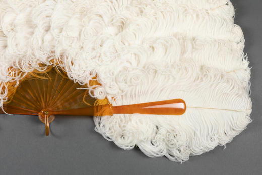 独角鹿西洋古董1890年代法国Buissot-Paris出品鸵⻦羽毛折扇 商品图3