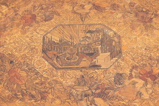 独角鹿西洋古董法国出品铜鎏金银镀金细木镶嵌针线盒缝纫套件 商品图4