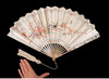 独角鹿西洋古董法国花鸟刺绣丝绸扇面母贝镂雕描金描银扇骨折扇 商品缩略图1