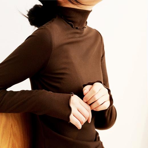 「桑蚕丝自发热」桑蚕丝发热木耳边打底衫 修身显瘦 亲肤舒适 螺纹编制 高密暖绒 抗寒保暖 高弹力不挑人 商品图4