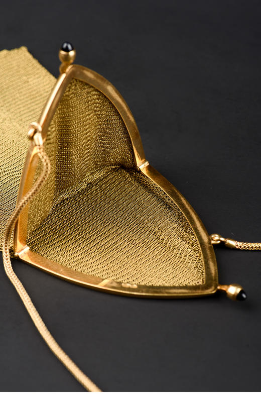 独角鹿西洋古董法国18K金长链珠扣流苏装饰黄金编织女士晚宴包 商品图2