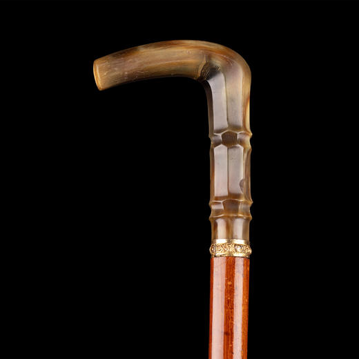 独角鹿西洋古董鎏金雕花杖圈马六甲藤条杖身藏剑式手杖未开刃 商品图0