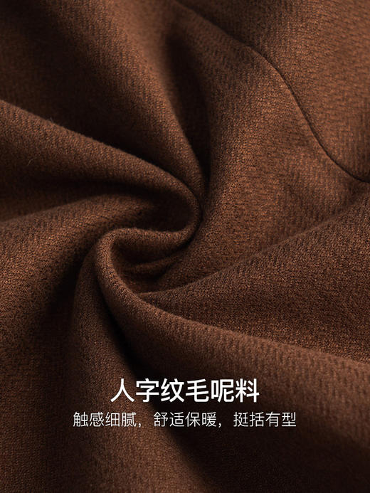 OLrain欧芮儿法式咖色毛呢半身裙女秋冬2023年新款高腰不规则裙子 商品图2