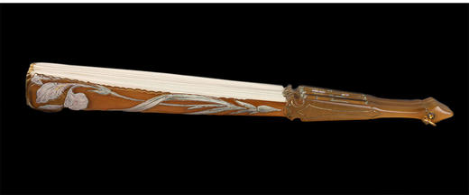 独角鹿西洋古董duvelleroy蜻蜓与鸢尾花手绘丝绸扇面牛角扇骨折扇 商品图4