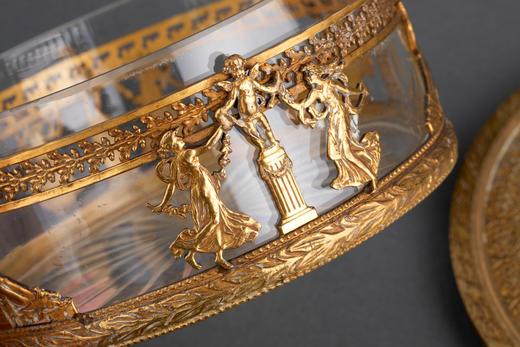 独角鹿西洋古董法国出品wedgwood瓷画铜鎏金镶嵌巴卡拉水晶珍宝盒 商品图3