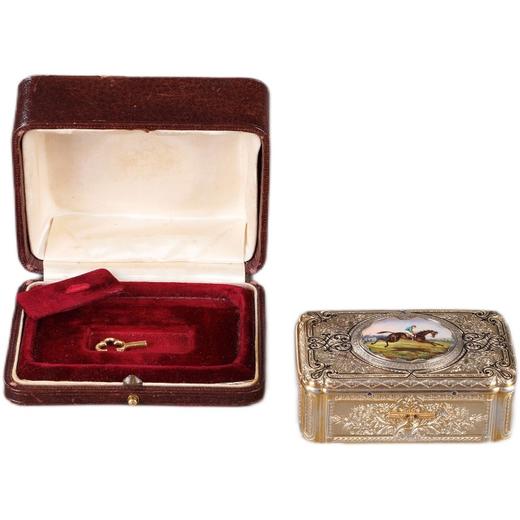 独角鹿西洋古董瑞士工坊出品珐琅银镀金方形鸟鸣音乐盒八音盒 商品图4