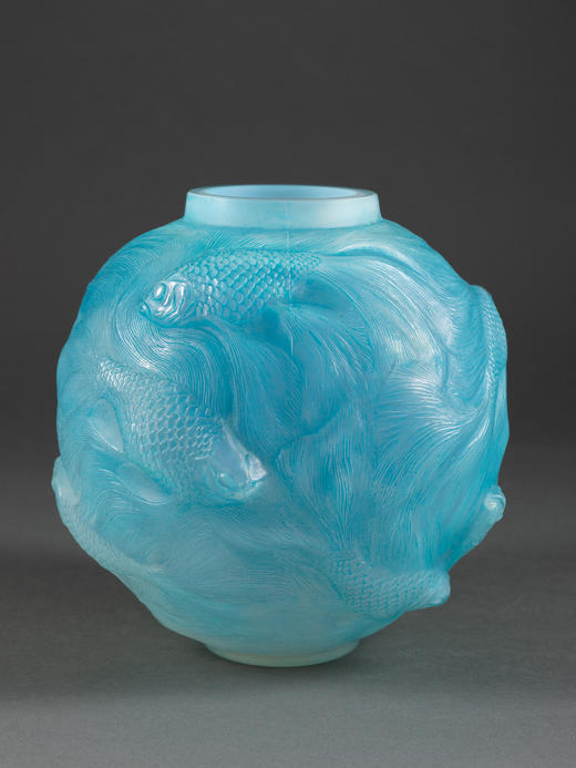 独角鹿西洋古董莱俪LALIQUE工坊出品FORMOSE锦鲤款欧泊水晶花瓶 商品图3