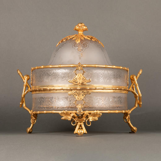 独角鹿西洋古董巴卡拉路易十六风东方竹节铜鎏金饰手工水晶烈酒箱 商品图0