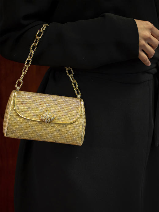 独角鹿西洋古董VERDURA18K黄金白金双色编织纹嵌钻石淑女晚宴手包 商品图1
