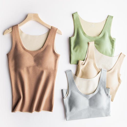 JY-3812秋冬双面绒文胸一体式保暖背心女士新款发热无痕带胸垫保暖内衣女 商品图3