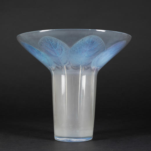 独角鹿西洋古董新艺术时期莱俪签名VIOLETTES-紫罗兰水晶花瓶摆件 商品图1