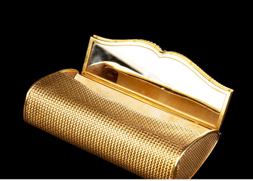 独角鹿西洋古董意大利18K双色金编织纹理镶嵌钻石女士晚宴包 商品图4