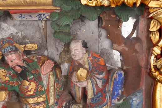 独角鹿西洋古董家居装饰中国金漆木雕彩绘“善财童子”嵌镜面挂画 商品图2