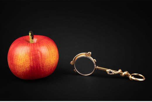 独角鹿西洋古董18K金镶钻石蓝宝石红宝石灵蛇手柄可折叠长柄眼镜 商品图1