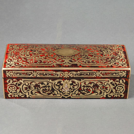 独角鹿西洋古董19世纪法国出品布勒镶嵌良苕纹饰紫檀木珍宝盒 商品图2