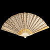 独角鹿西洋古董Geslin工坊牛骨雕饰手绘花卉金丝扇面折叠扇带原盒 商品缩略图0
