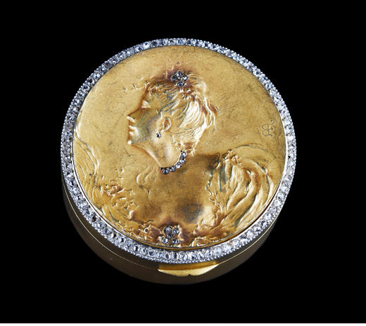 独角鹿西洋古董欧洲新艺术时期18K金镶嵌钻石淑女浮雕梳妆套装 商品图2