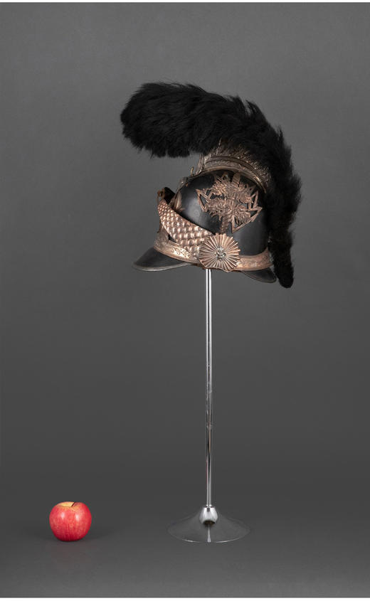 独角鹿西洋古董路易十八时期法国国民自卫军盾徽羽铜镀银骑兵头盔 商品图2