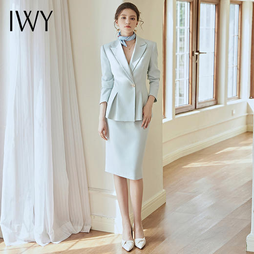 IWY/蓝色西装套裙职业装气质女神范高端工作服正装女套装2022新款秋冬22CS115-L 商品图1
