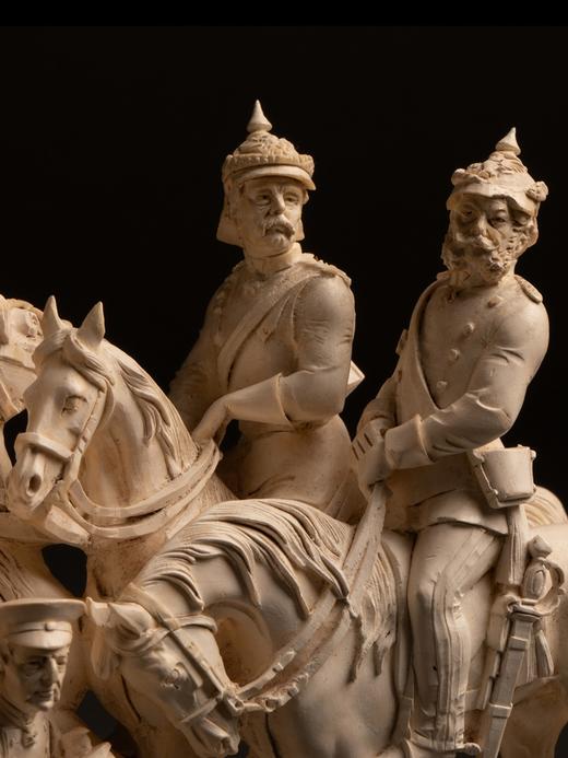 独角鹿西洋古董奥匈帝国精雕海泡石国王与军臣镶嵌琥珀烟斗带原盒 商品图2