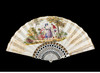 独角鹿西洋古董欧洲乡野美景手绘扇面描金镂雕母贝扇骨折扇   商品缩略图3