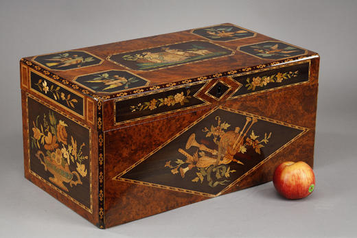 独角鹿西洋古董家居摆件1850年代法国细木镶嵌木质收纳盒珍宝盒 商品图1