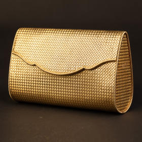 独角鹿西洋古董法国珠宝世家出品18K黄金编织晚宴包