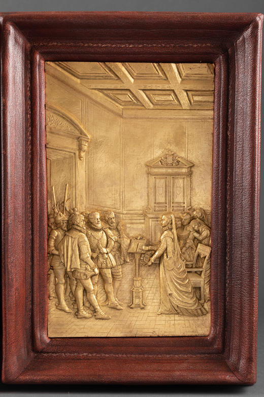 独角鹿西洋古董家居装饰19世纪法国金属镀金皇室主题浮雕挂饰一对 商品图4