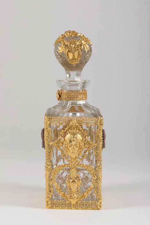 独角鹿西洋古董路易十六风淡紫色卡梅奥铜鎏金镶嵌雕刻水晶香水瓶 商品图3